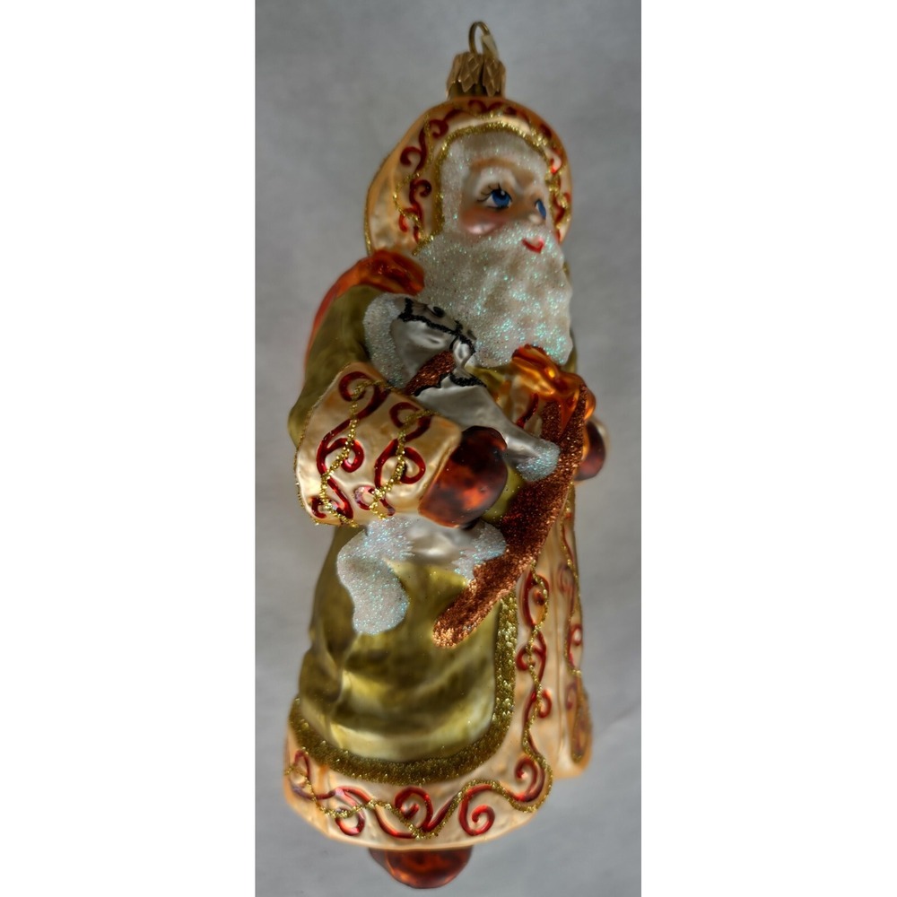 Hand Made/Painted Glass Christmas Ornament - "Jolly St. Nick" - Made in Poland